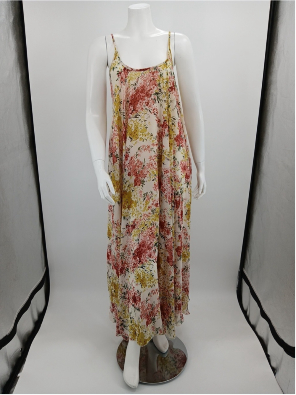 Umgee Womens Floral Maxi Dress Size S Flowy Spaghetti Straps Sundress Resort